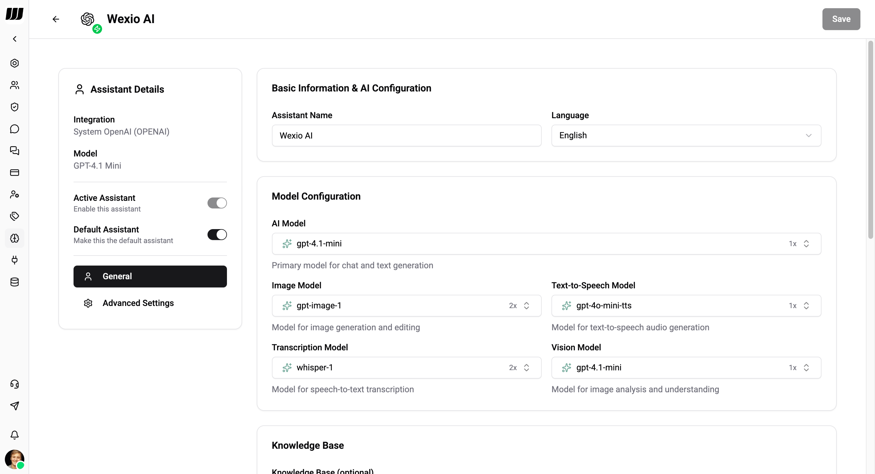 AI settings overview