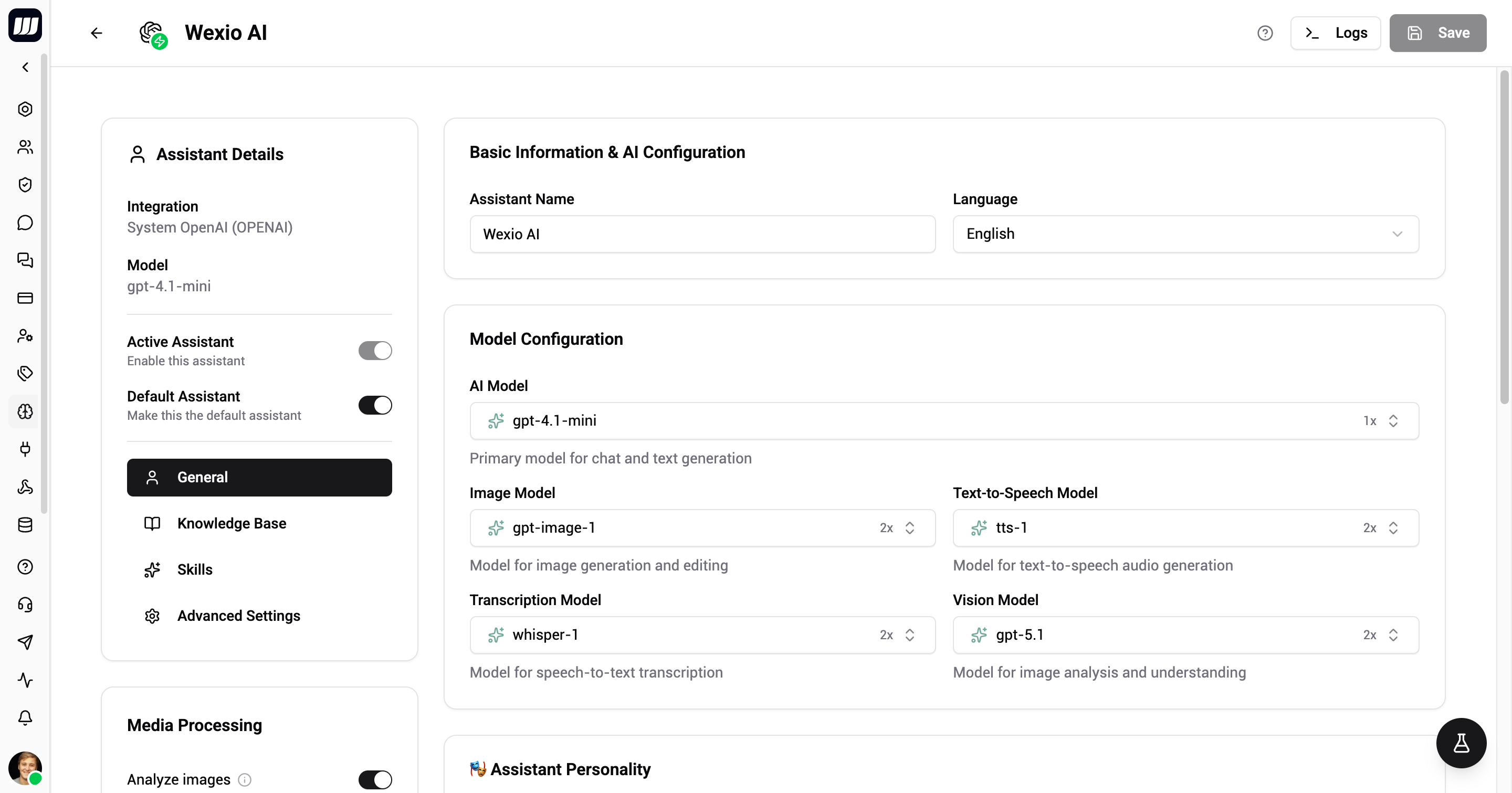 Assistant configuration