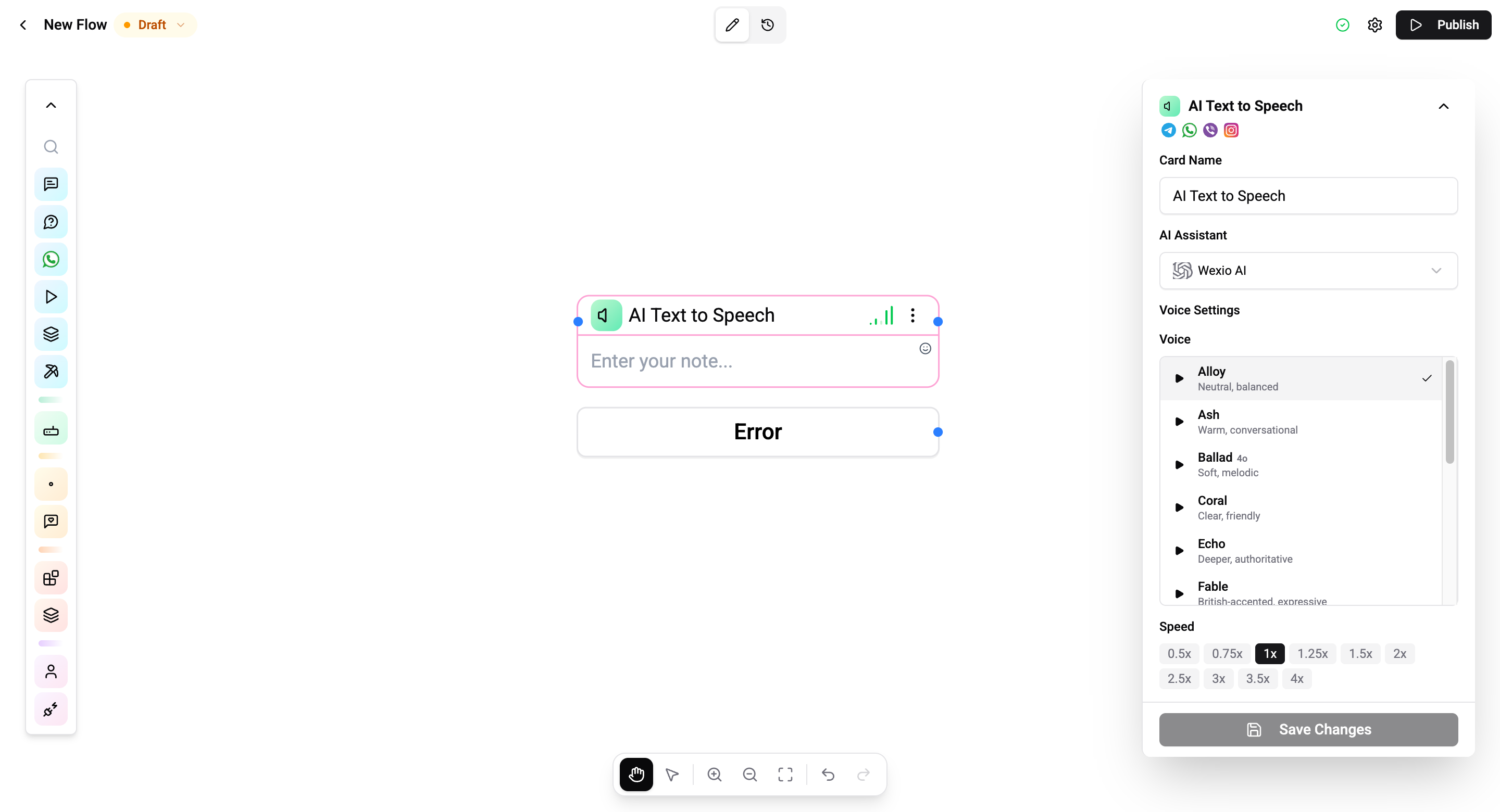 AI TTS card configuration