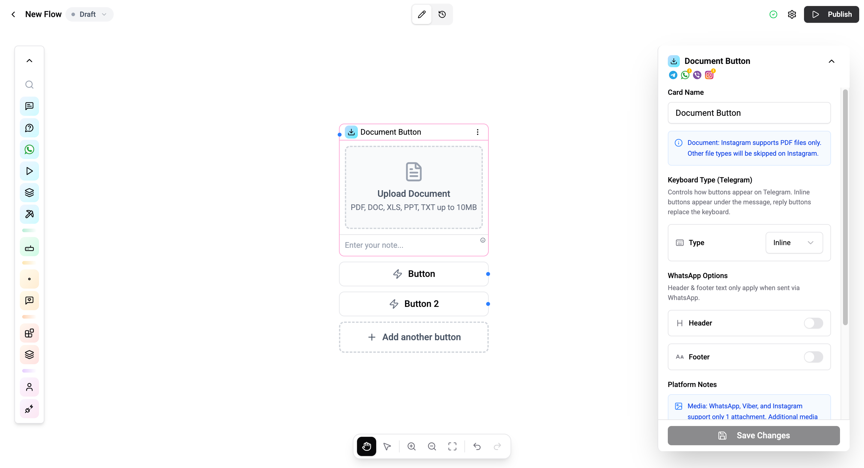 Document Button card configuration