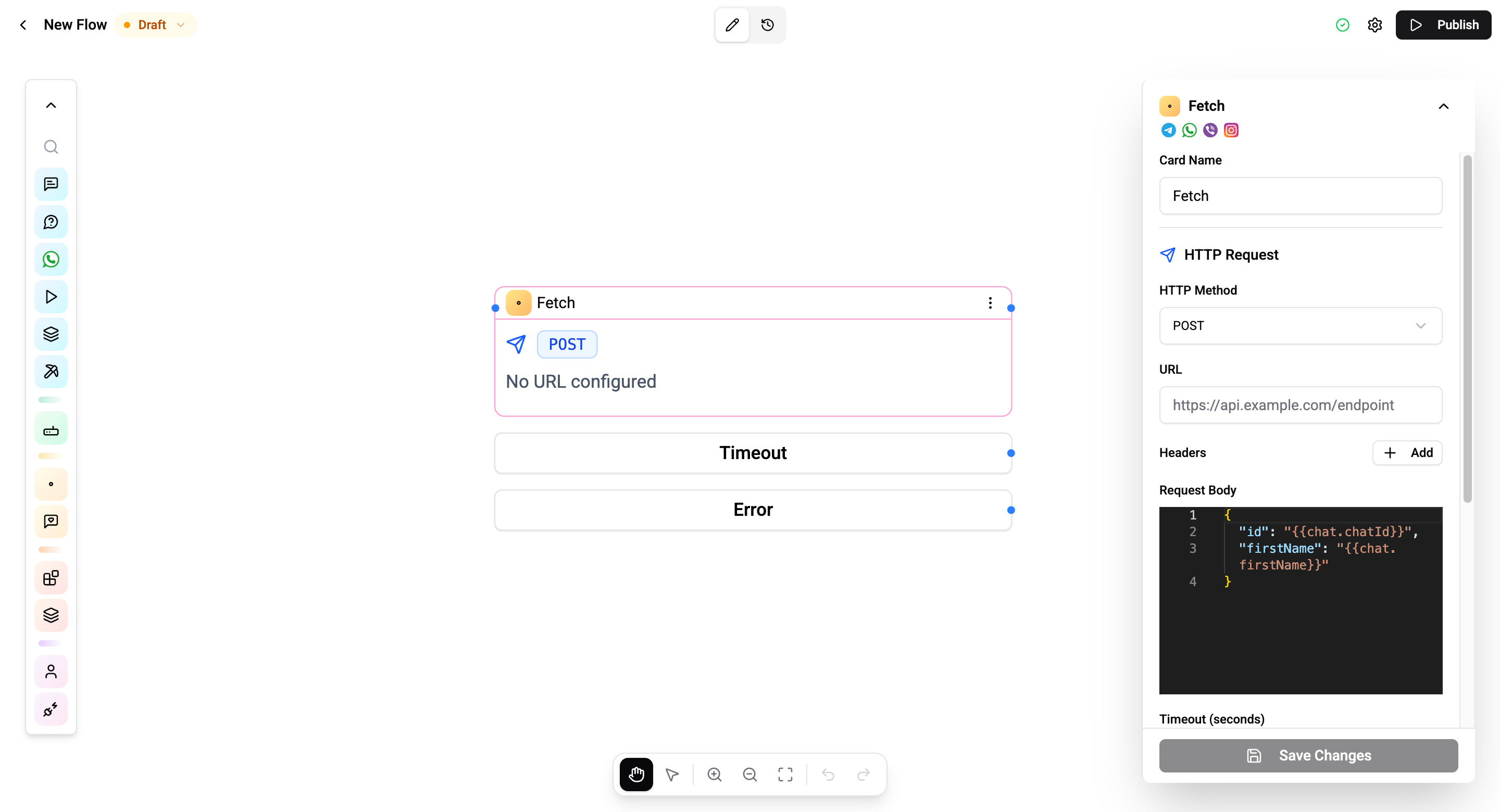 HTTP Request card configuration