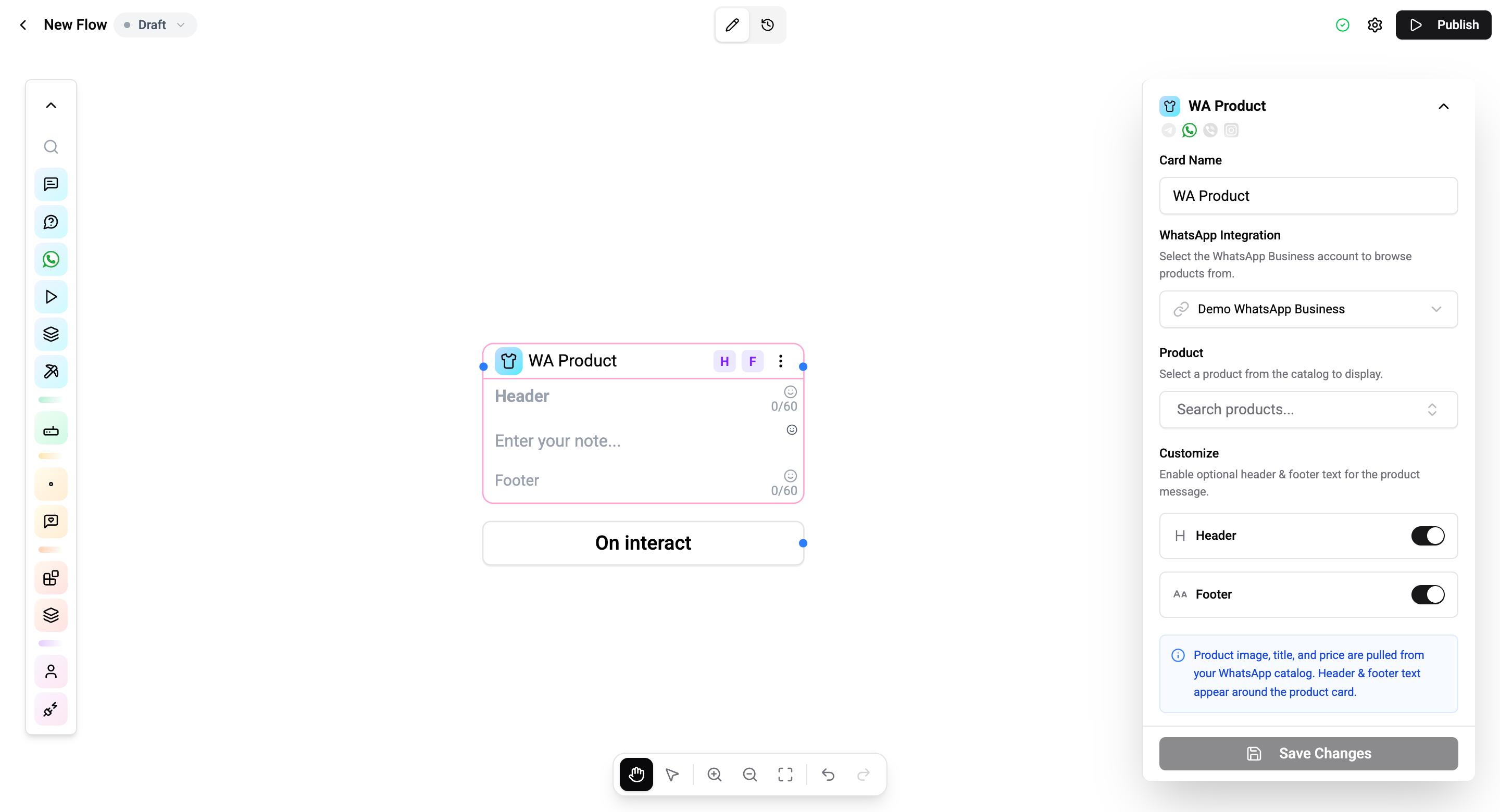 WhatsApp Product card configuration