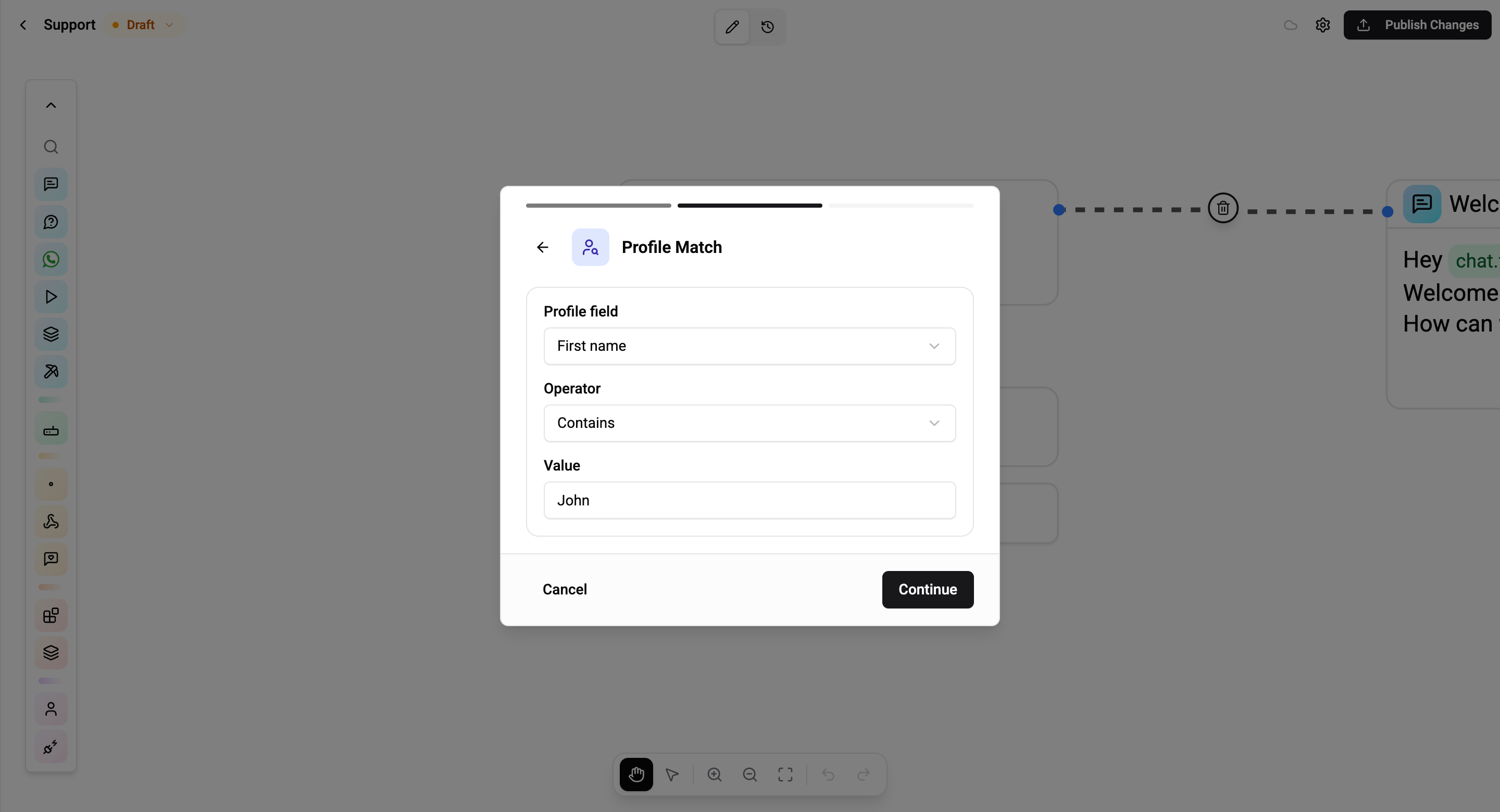 Profile field rule editor