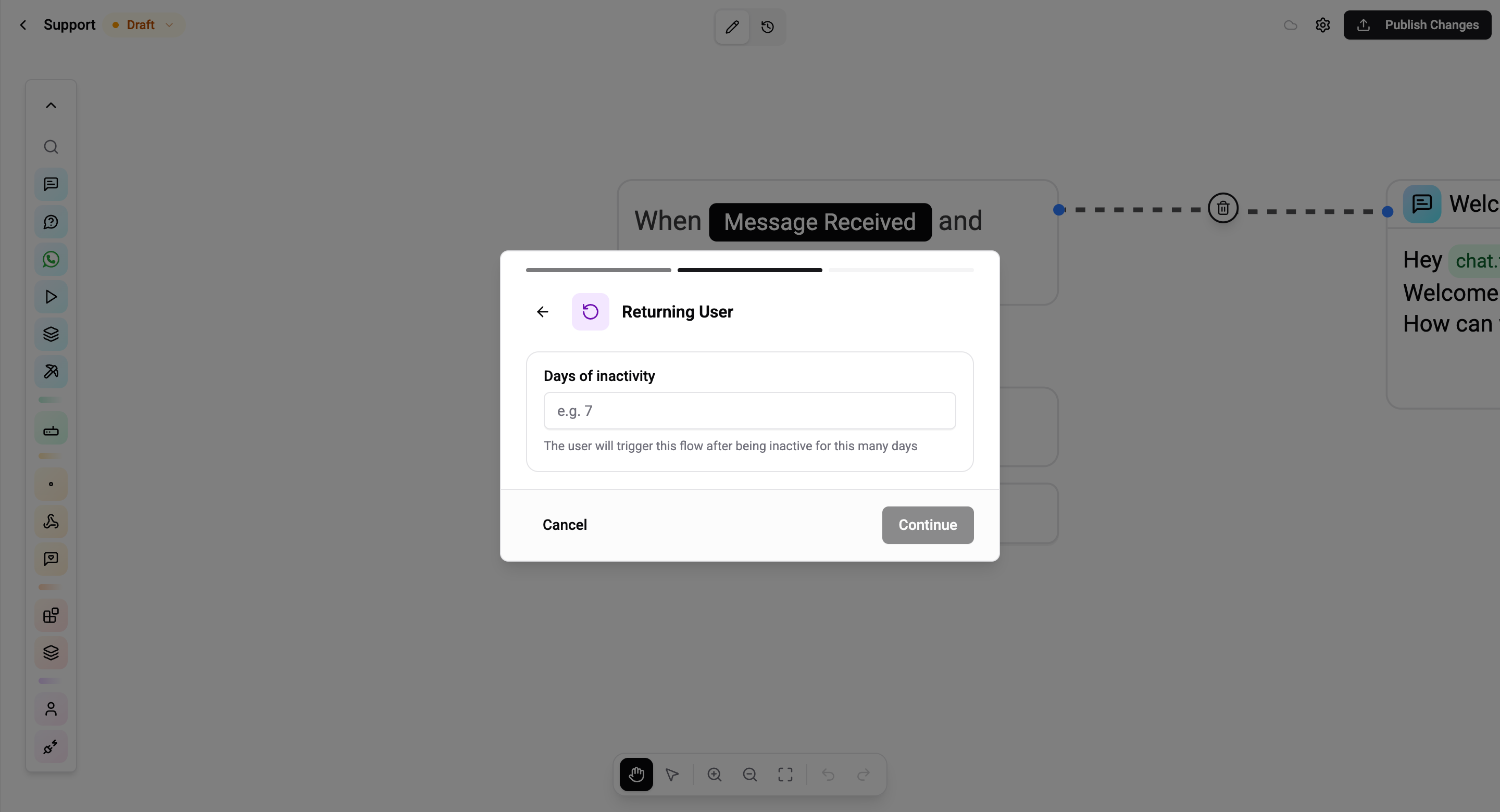 Returning User rule editor