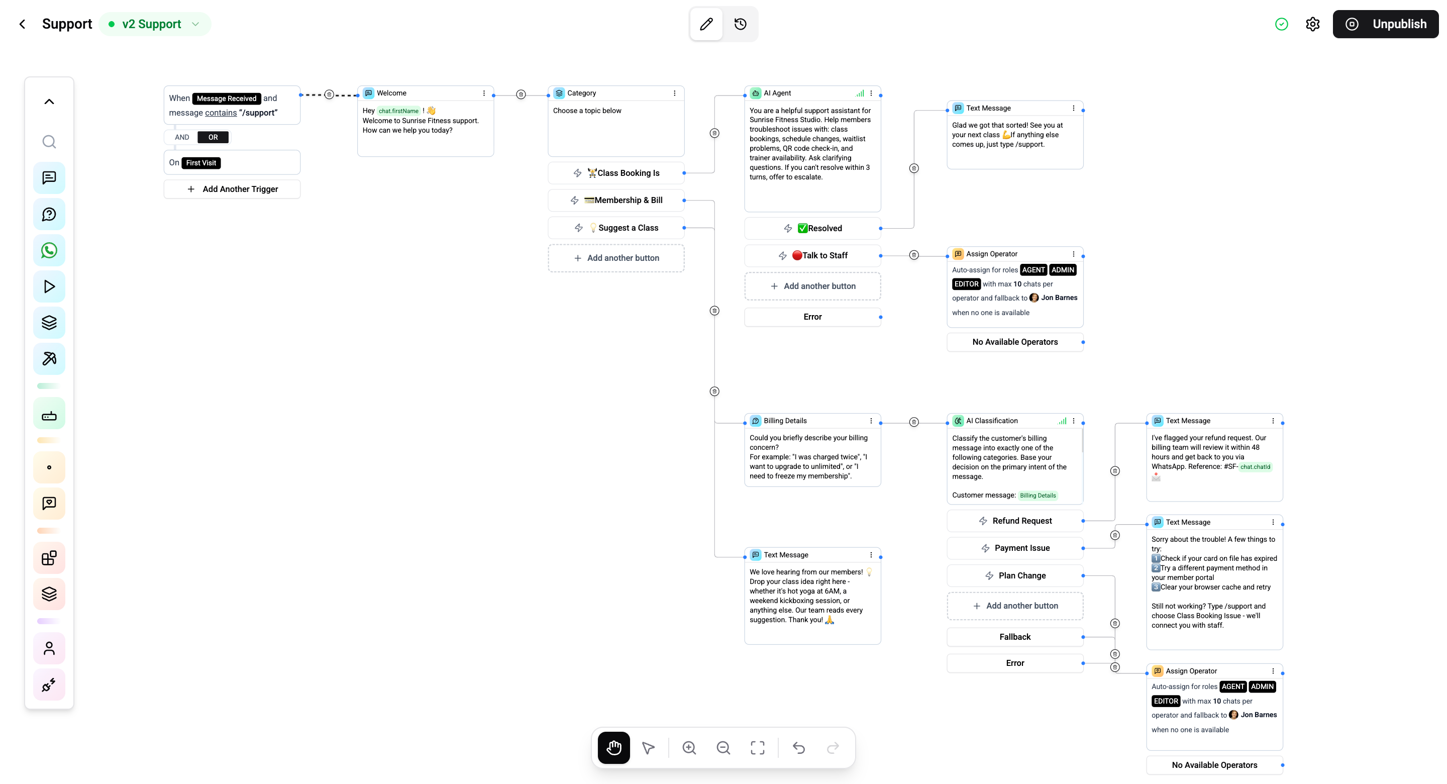Flows list page