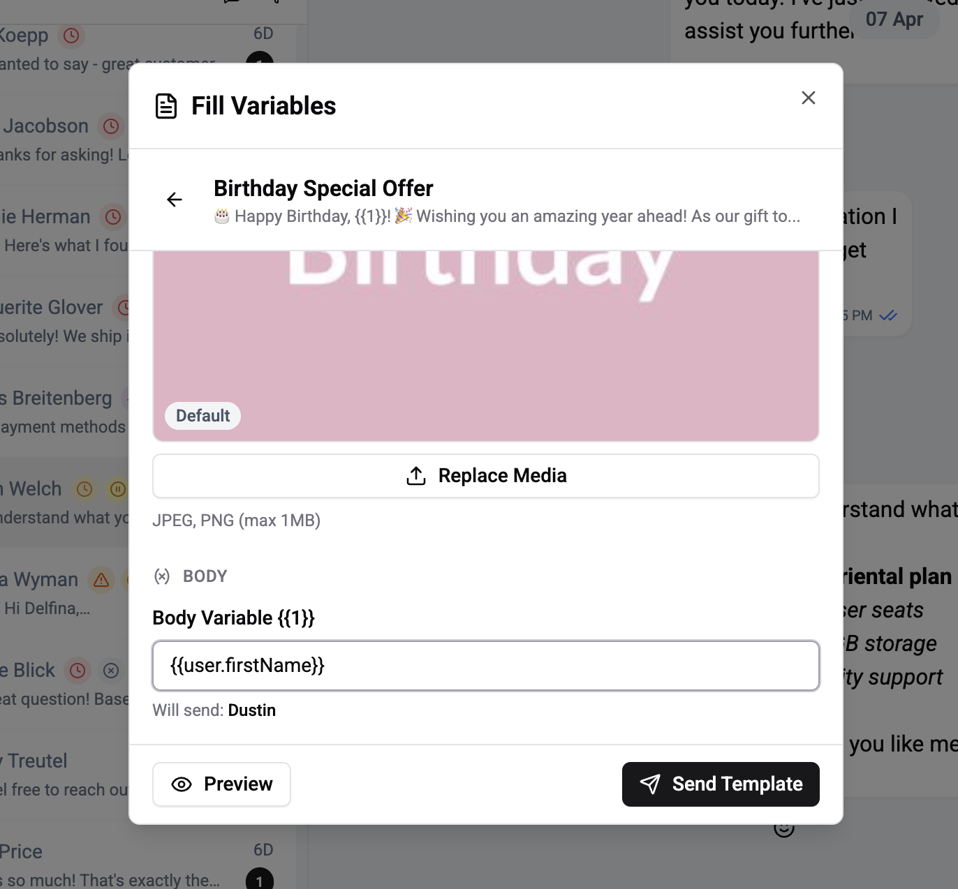 Template variable filling
