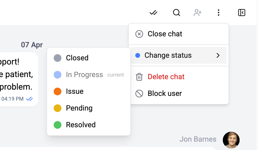 Header actions
