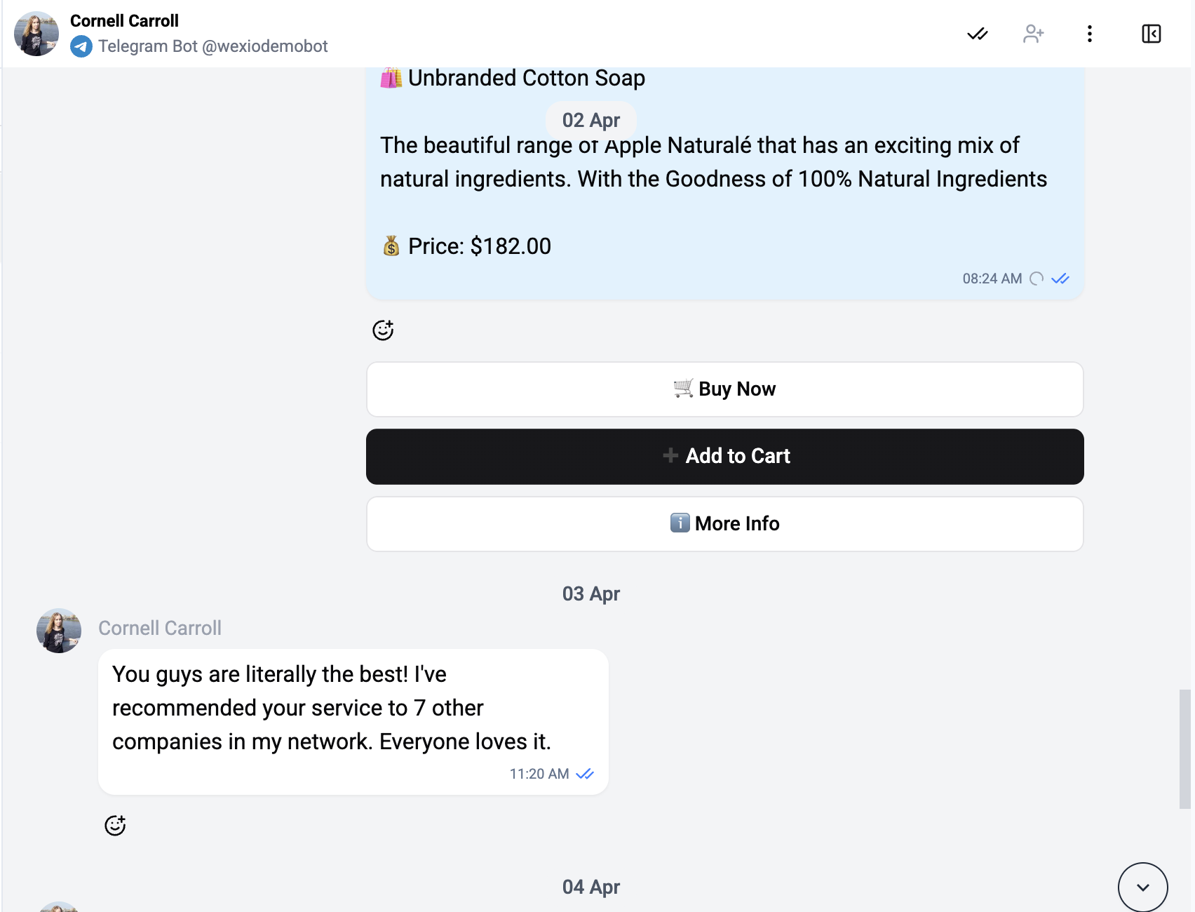 Different message types in chat
