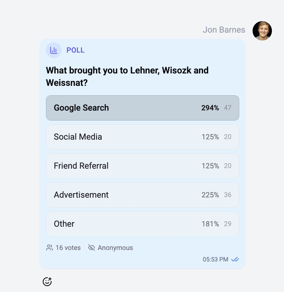 Poll message with results