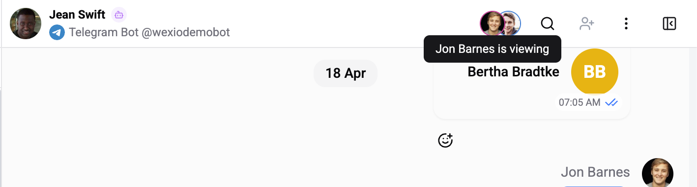 Chat header with multiple operator avatars stacked