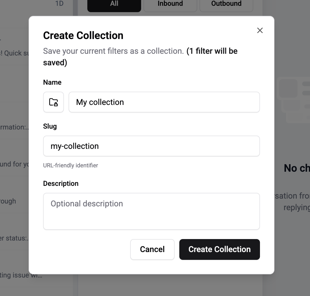 Create collection modal