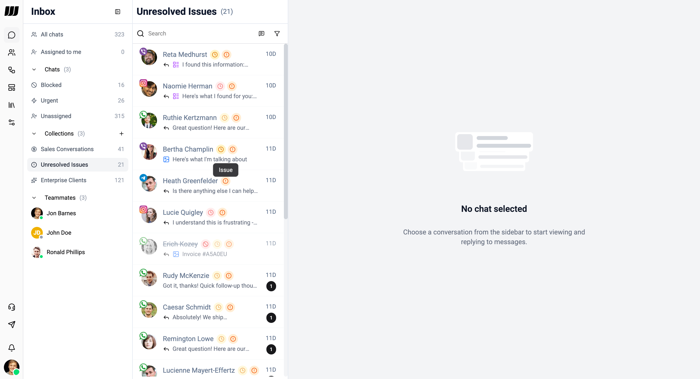 Collections sidebar