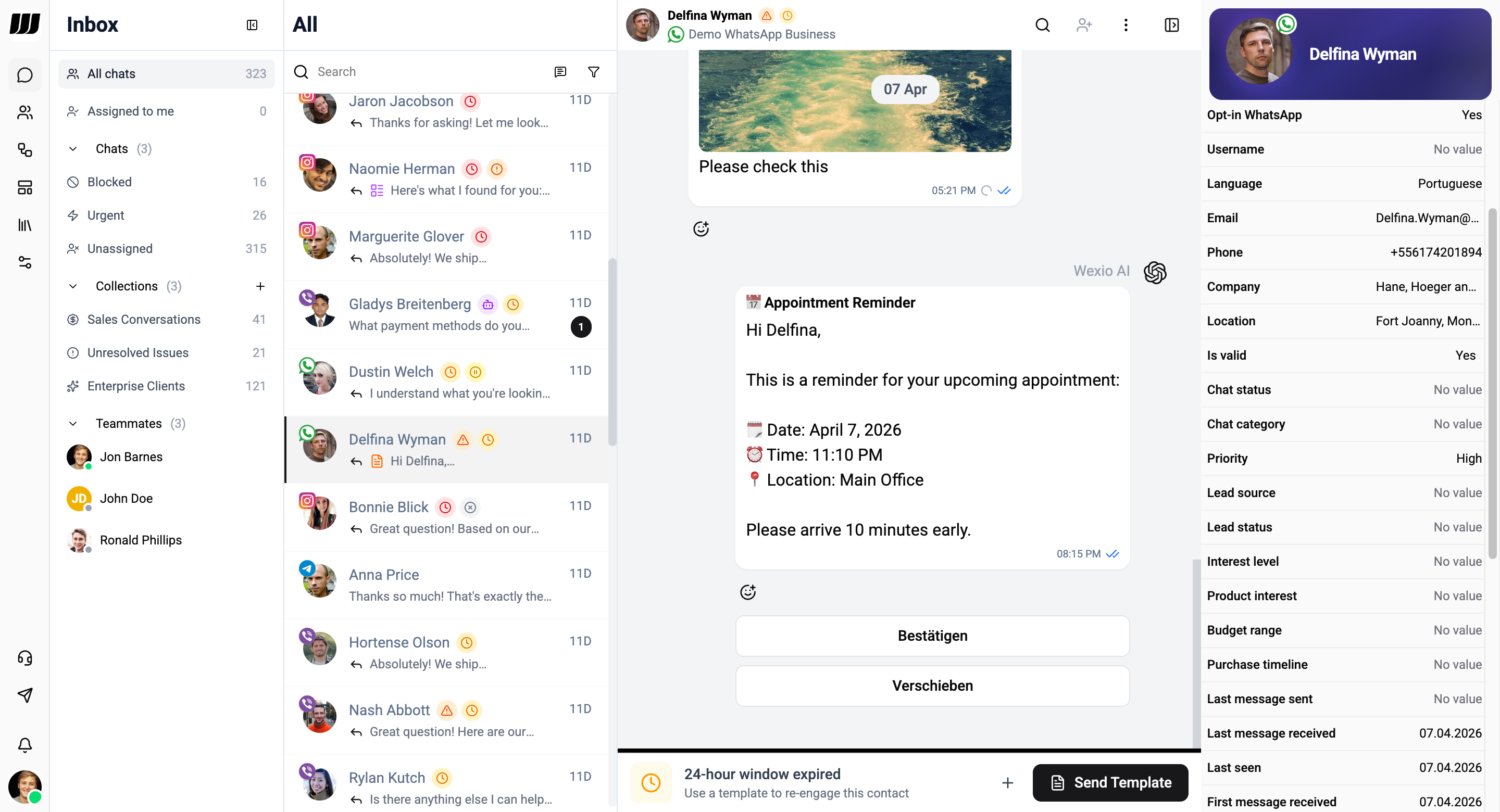 Contact profile sidebar