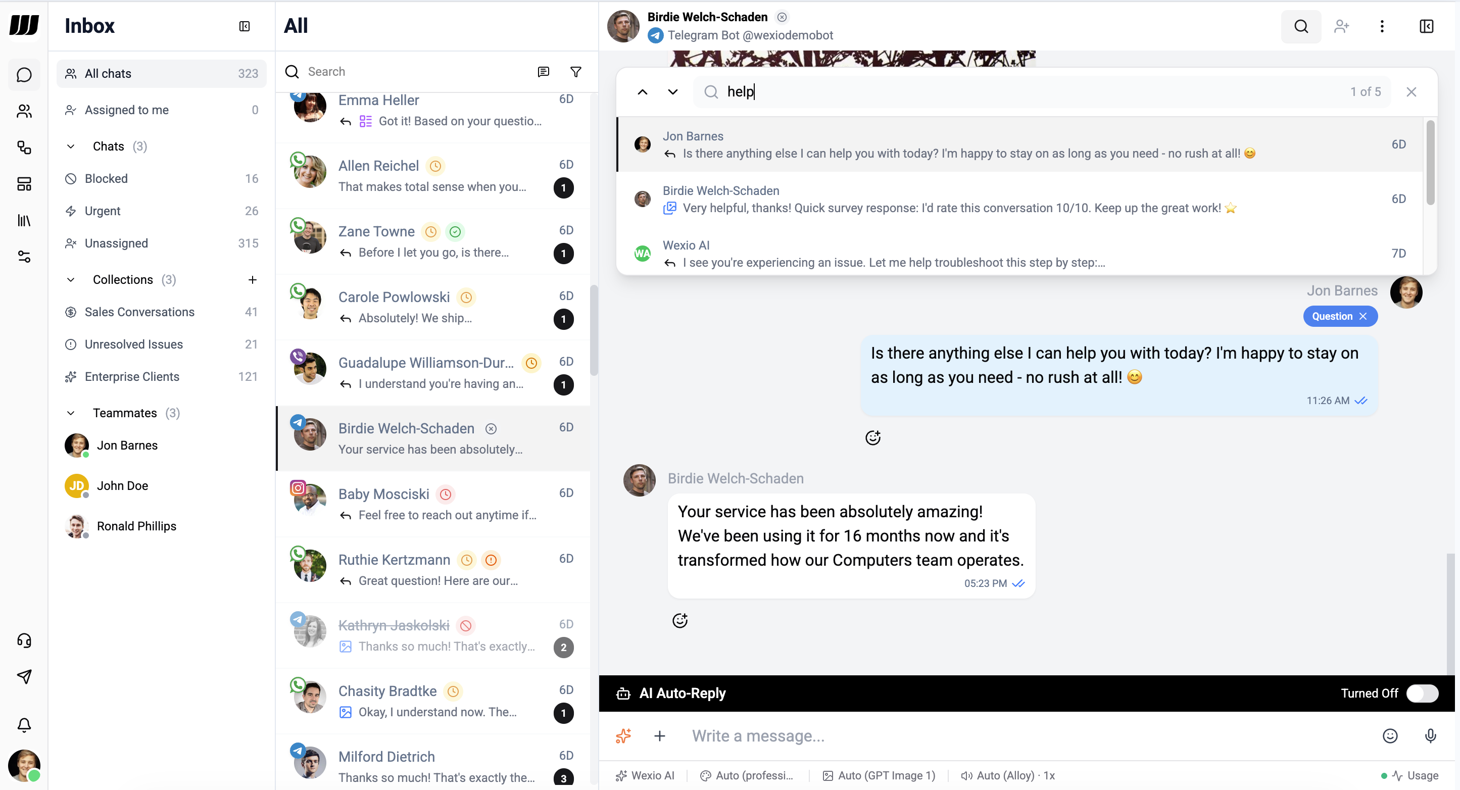 In-chat message search