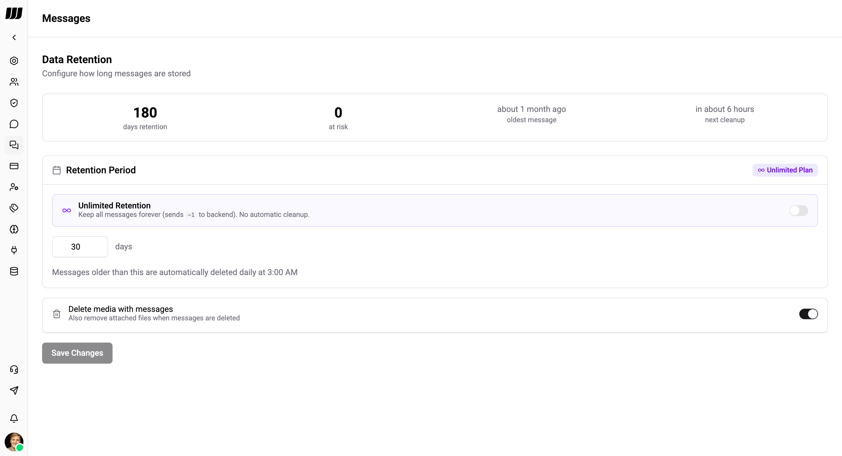 Messages settings