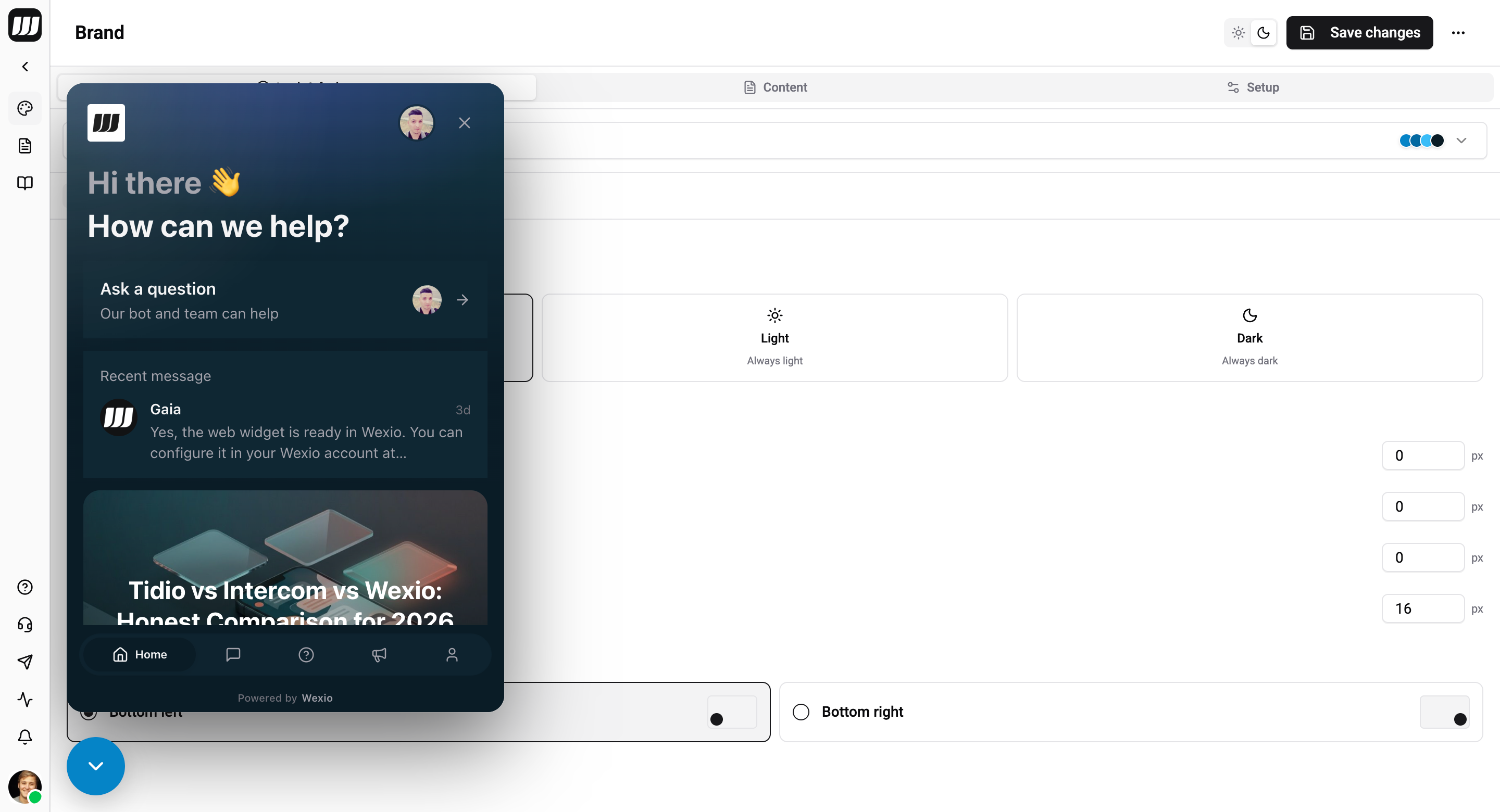 Look & feel group in the Brand editor with its sub-tabs