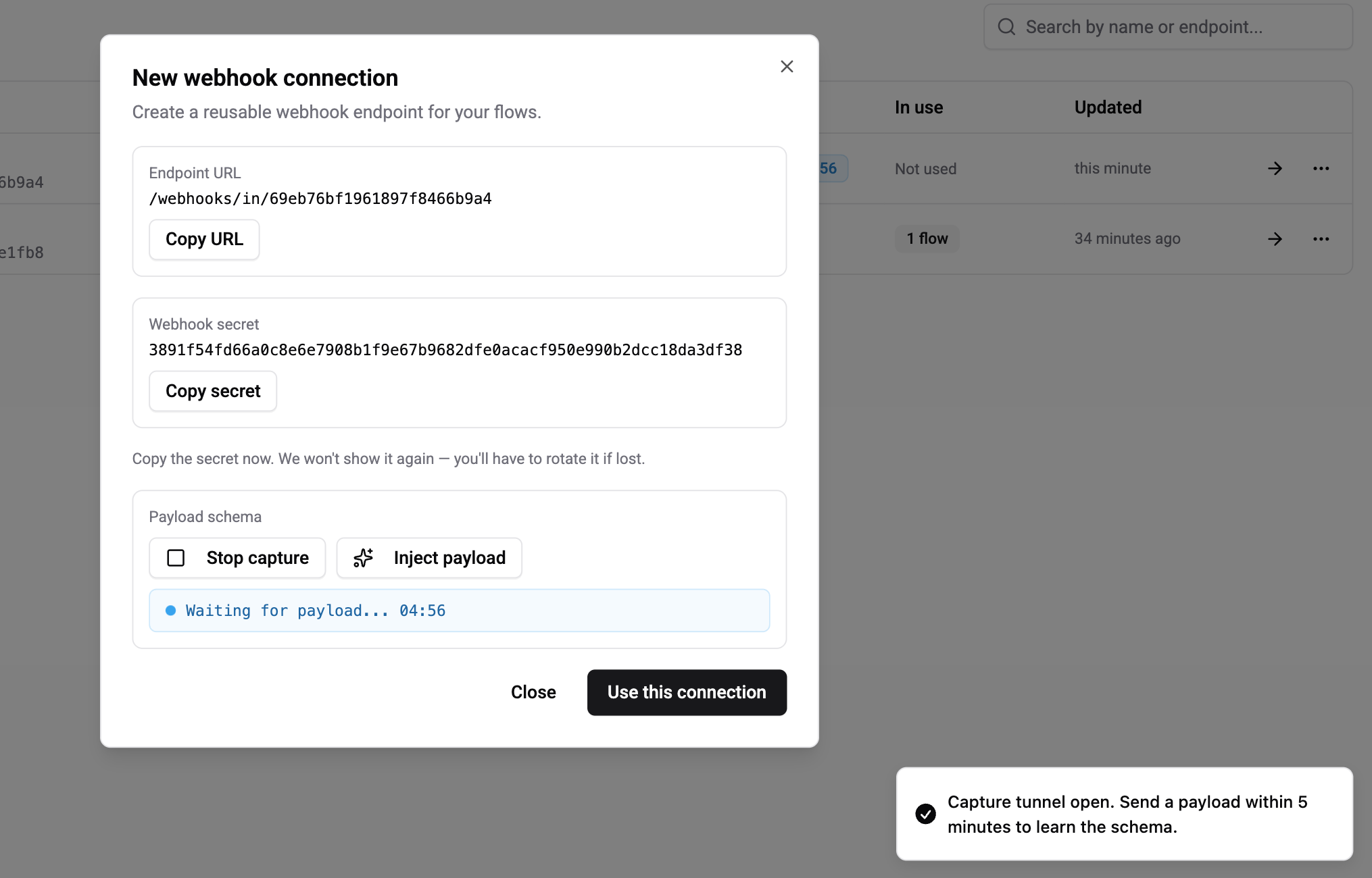 Capture schema button