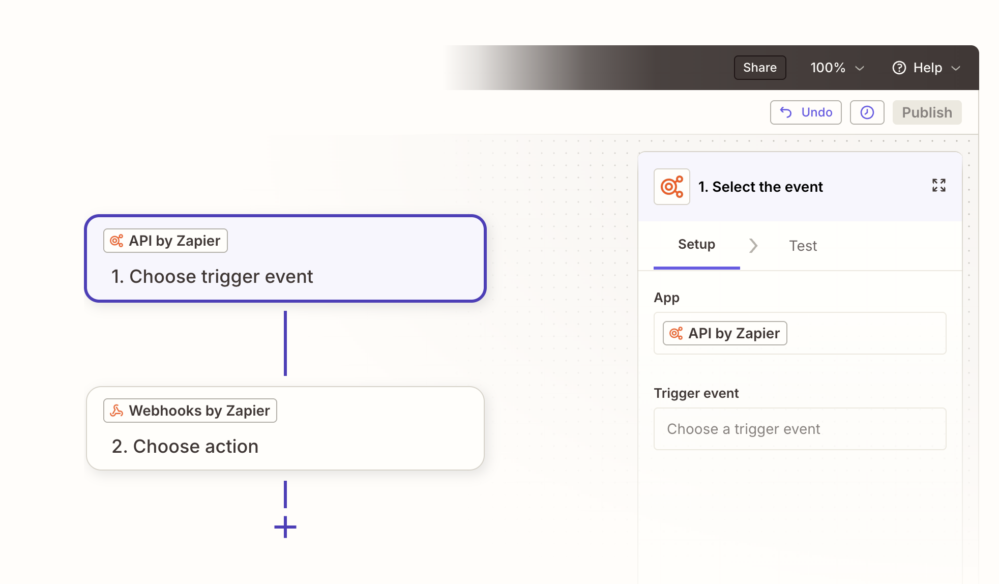 Zapier action step pointing at Wexio