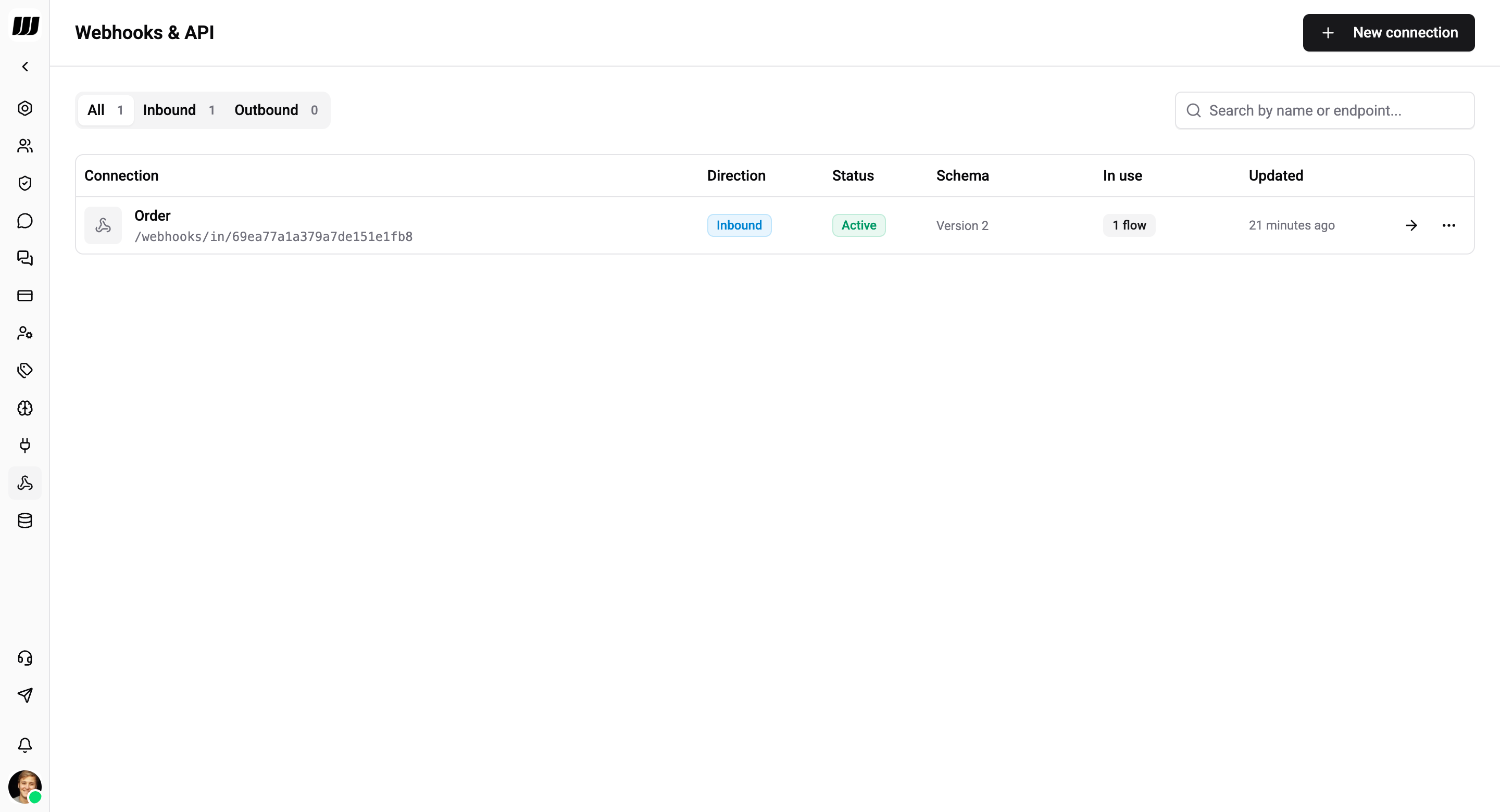 Webhooks & API overview page in settings